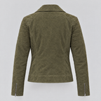 Women's Madeline Suede Quilted Moto Jacket — Olive — product-back