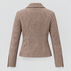 Women's Madeline Suede Quilted Moto Jacket — Taupe — product-back