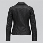 Women's Marissa Asymmetric Leather Moto Jacket — Black — product-back