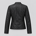 Women's Marlette Quilted Leather Racer Jacket — Black — product-back