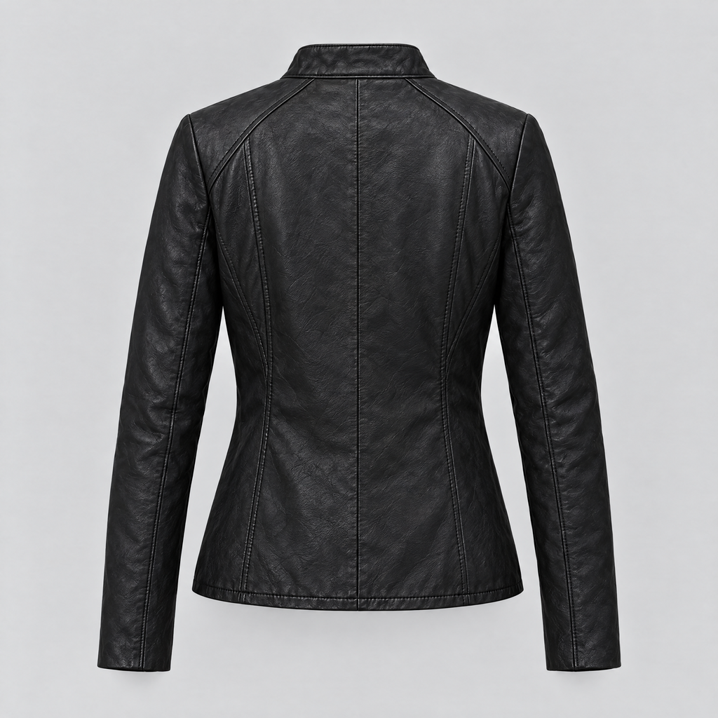 Women's Meg Leather Scuba Jacket — Black — product-back