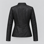 Women's Meg Leather Scuba Jacket — Black — product-back