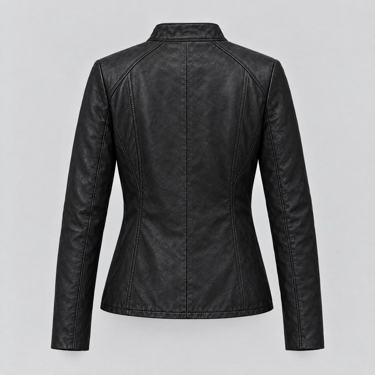 Women's Meg Leather Scuba Jacket — Black — product-back