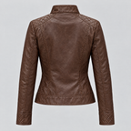 Women's Mikel Leather Racer Jacket — Chestnut — product-back