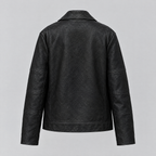 Women's Miley Oversized Leather Moto Jacket — Black — product-back
