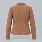 Women's Monty Suede Shirt Collar Zip Jacket — Cognac — product-back
