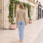 Women's Monty Suede Shirt Collar Zip Jacket — Sand — full-body-back
