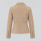 Women's Monty Suede Shirt Collar Zip Jacket — Sand — product-back