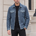 Men's Nolan Leather Denim Shirt Jacket — Medium Blue — hero
