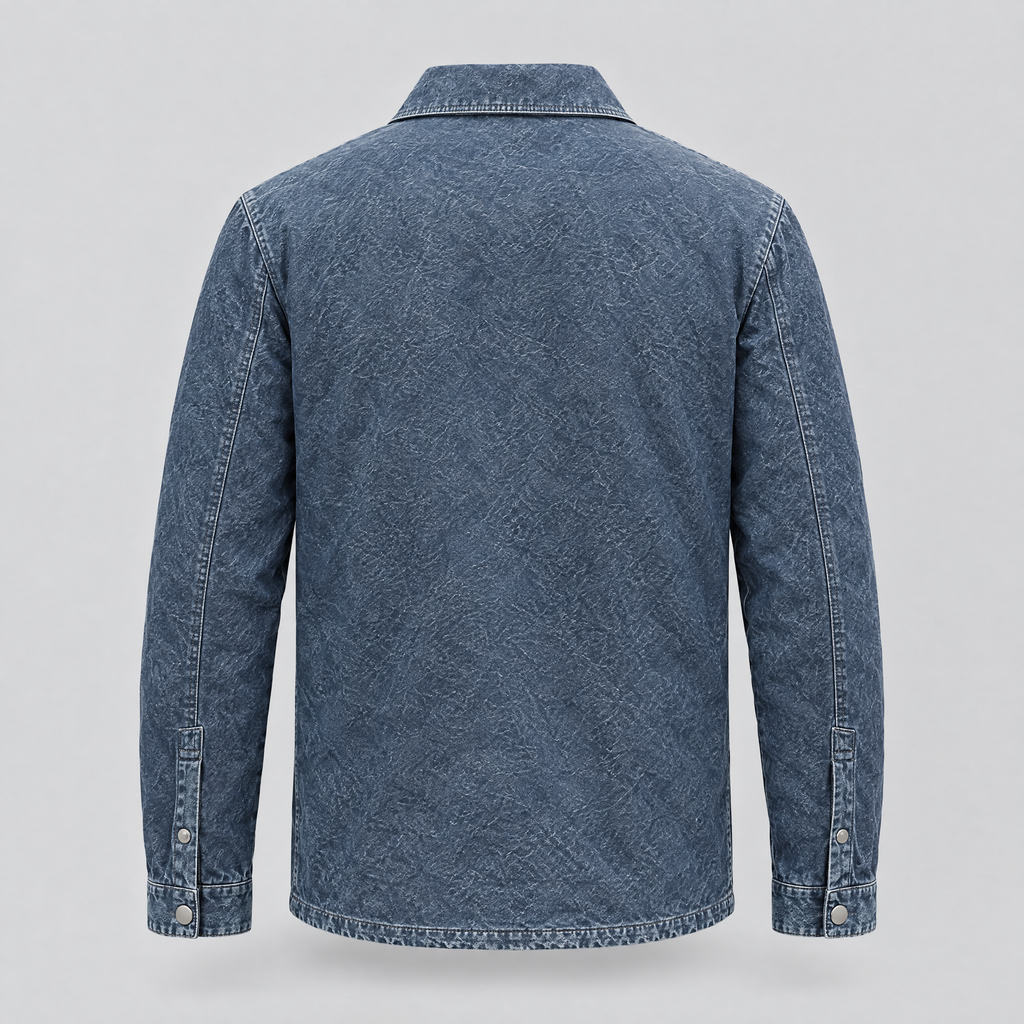 Men's Nolan Leather Denim Shirt Jacket — Medium Blue — product-back