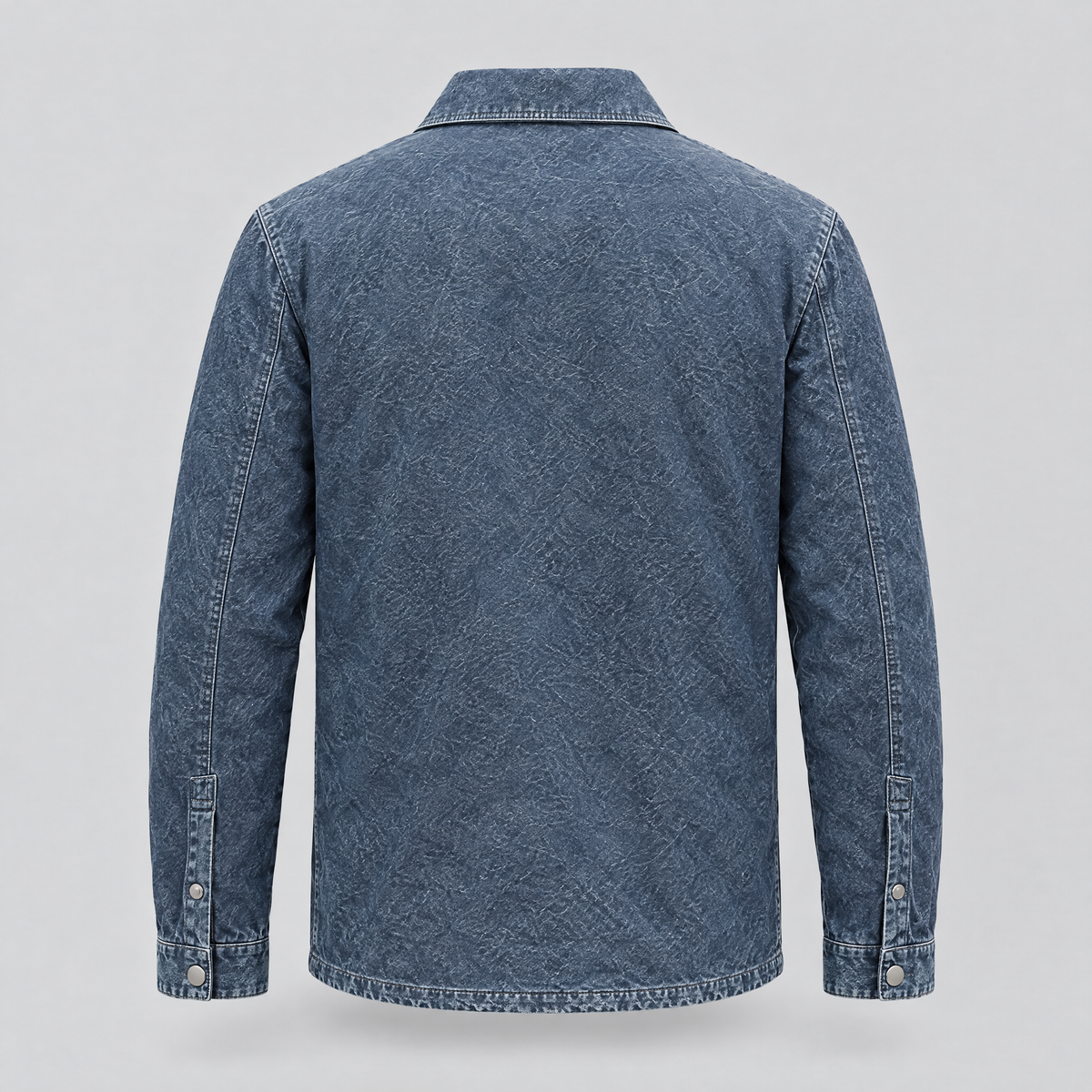 Men's Nolan Leather Denim Shirt Jacket — Medium Blue — product-back