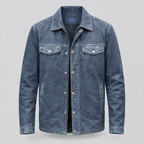 Men's Nolan Leather Denim Shirt Jacket — Medium Blue — product-front