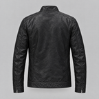 Men's Sean Vintage Leather Racer Jacket — Black — product-back