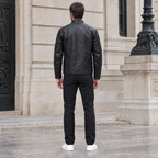 Men's Toby Quilted Leather Moto Jacket — Black — full-body-back