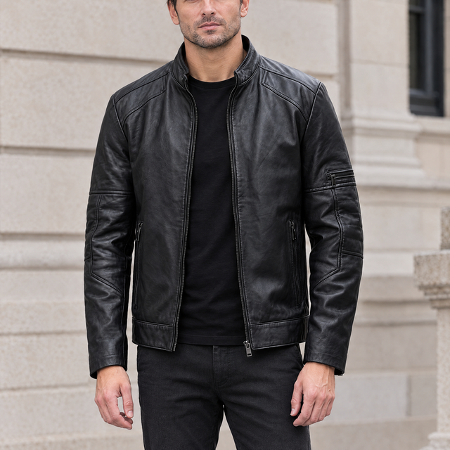 Men's Toby Quilted Leather Moto Jacket
