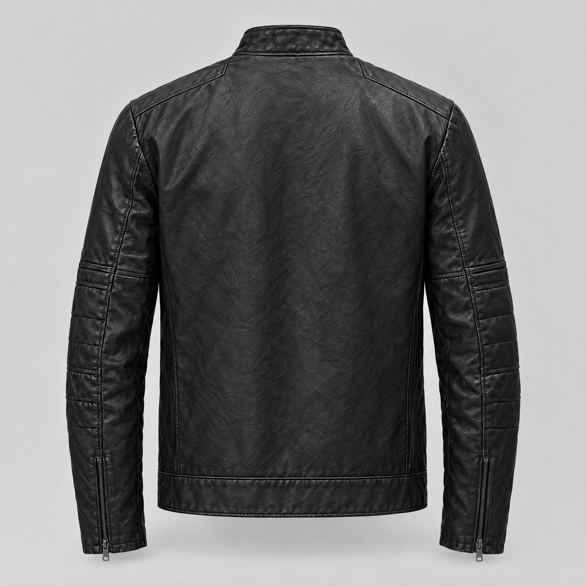 Men's Toby Quilted Leather Moto Jacket — Black — product-back