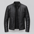 Men's Toby Quilted Leather Moto Jacket — Black — product-front