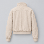 Women's Twila Cropped Leather Bomber Jacket — Cream — product-back