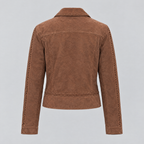 Women's Vivianne Whipstitched Suede Trucker Jacket — Cognac — product-back
