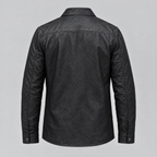 Men's Wren Lightweight Leather Snap Shirt Jacket — Black — product-back