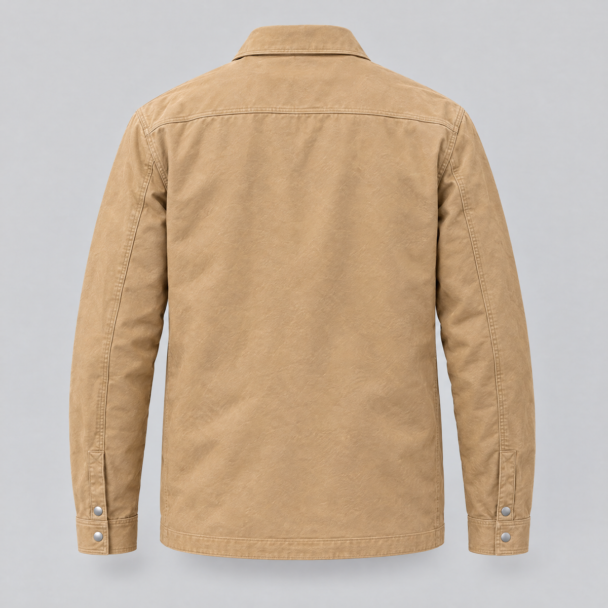 Men's Wren Lightweight Leather Snap Shirt Jacket — Saddle — product-back