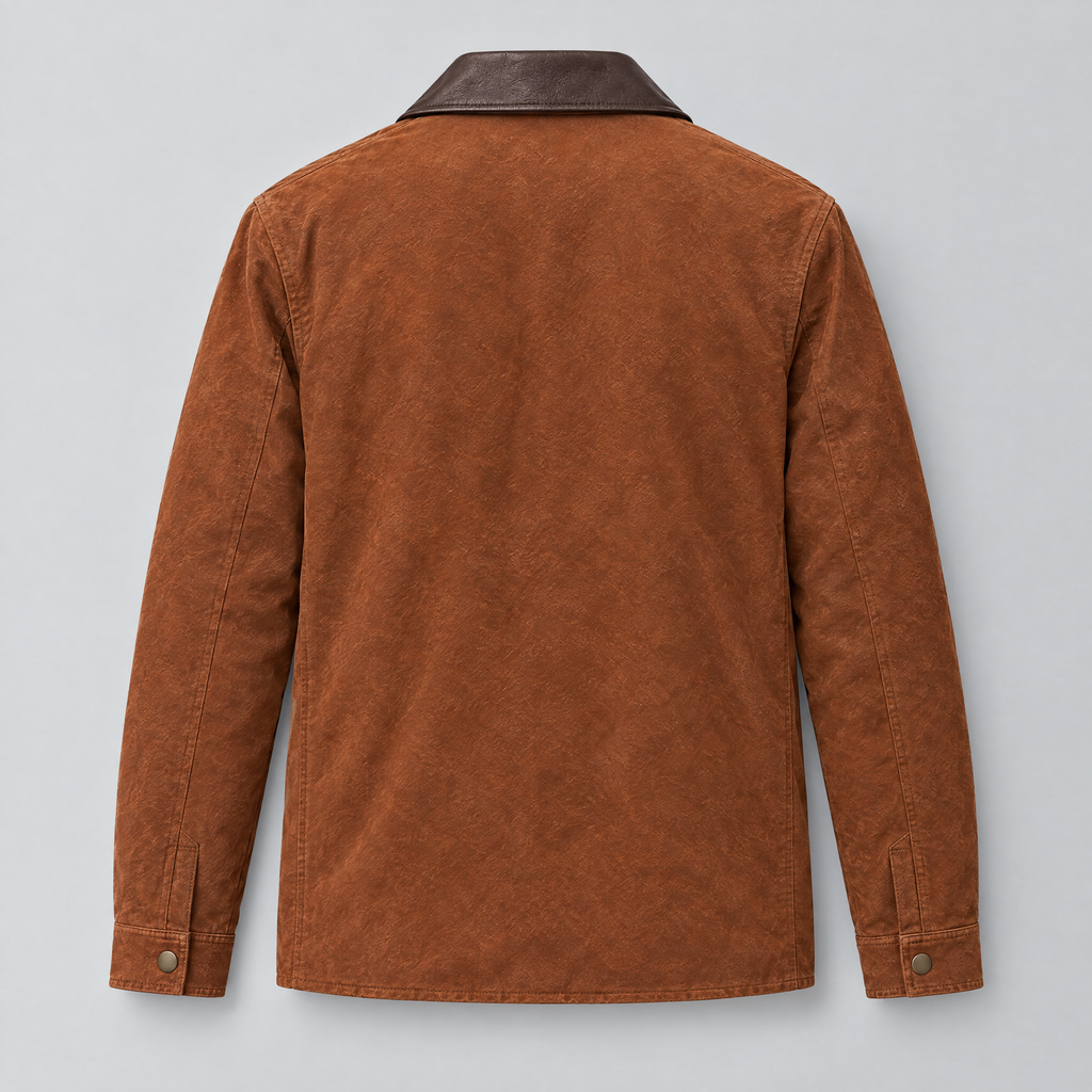 Men's Zion Colour Block Suede Shirt Jacket — Brown — product-back