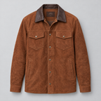 Men's Zion Colour Block Suede Shirt Jacket — Brown — product-front