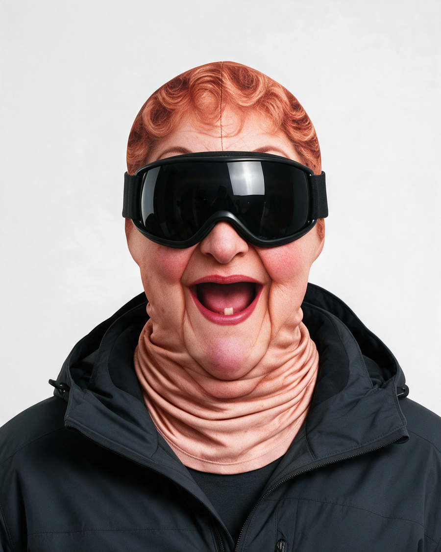 Novelty Face-Print Balaclava — Ginger Hair Laugh — light gray collection portrait