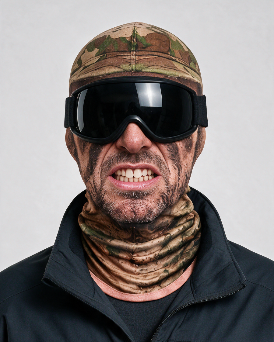 Novelty Face-Print Balaclava — Camouflage Character — light gray collection portrait