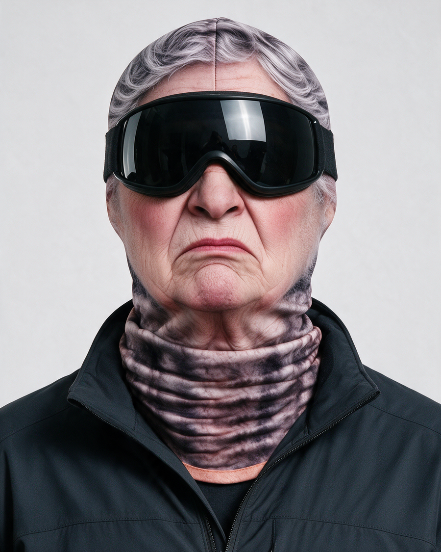 Novelty Face-Print Balaclava — Silver Hair Frown — light gray collection portrait