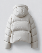 Women's Loose-Fit Hooded Puffer Jacket — Cream — studio detail