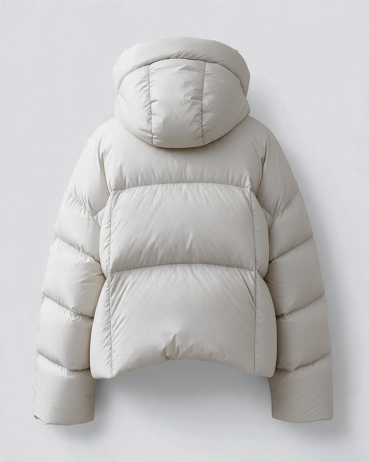 Women's Loose-Fit Hooded Puffer Jacket — Cream — studio detail