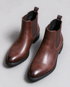 Men's Chelsea Ankle Boots — Brown — Plush Lined — studio detail
