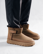 Men's Plush-Lined Strap Ankle Boots — Camel — dress pants