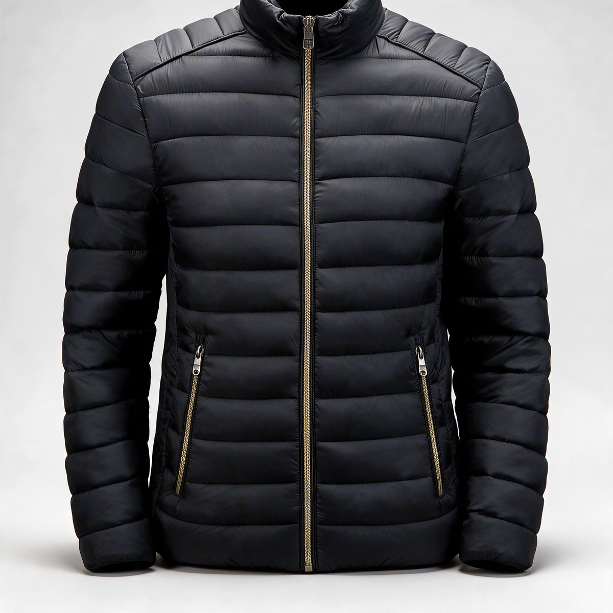 Men's Lightweight Stand-Collar Quilted Puffer Jacket — feature detail