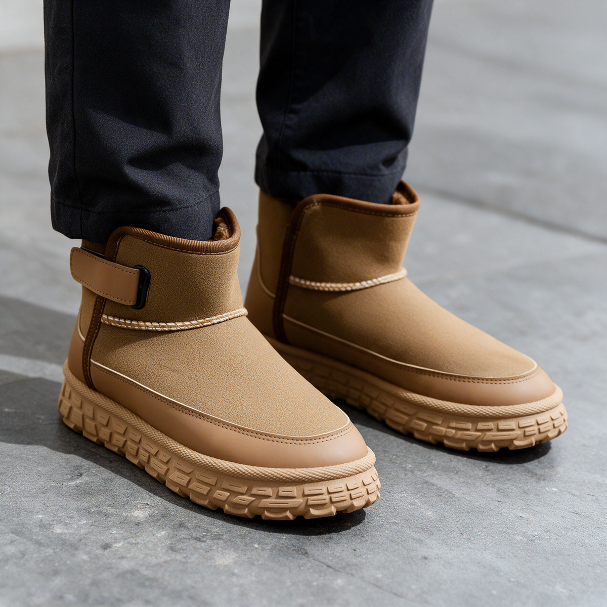 Men’s plush-lined ankle boots Camel