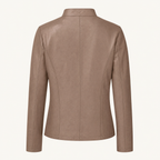 Women's Fitted Faux Leather Jacket — Khaki — rear product view
