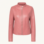 Women's Fitted Faux Leather Jacket — Pink — front product view