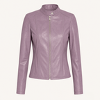 Women's Fitted Faux Leather Jacket — Light Purple — front product view