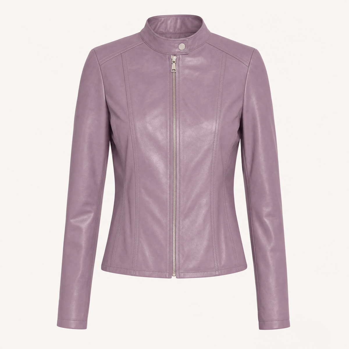 Women's Fitted Faux Leather Jacket — Light Purple — front product view