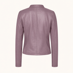 Women's Fitted Faux Leather Jacket — Light Purple — rear product view