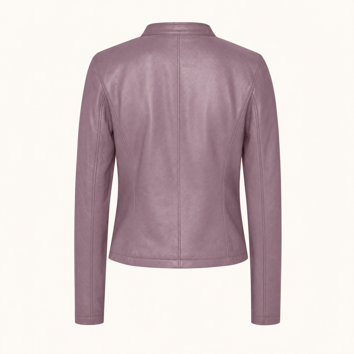 Women's Fitted Faux Leather Jacket — Light Purple — rear product view