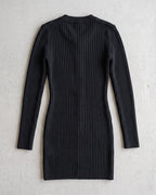 Women's V-Neck Ribbed Mini Sweater Dress in Black — product back
