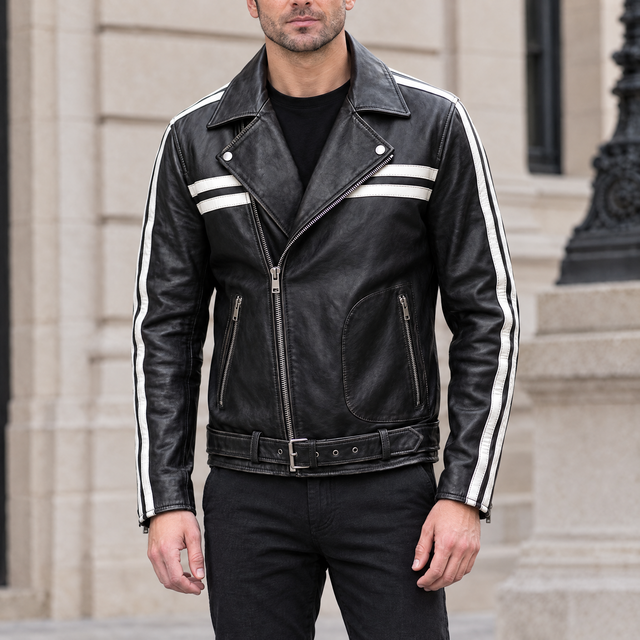 Men's Rhodes Vintage Leather Moto Jacket