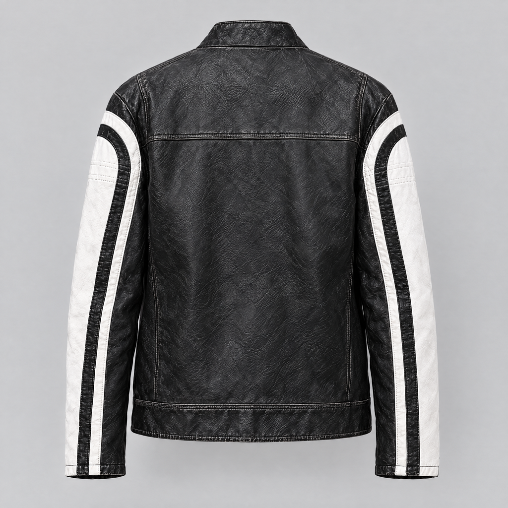 Women's Millie Oversized Striped Racer Jacket — Black/White — product-back