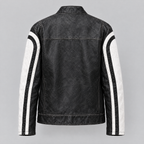 Women's Millie Oversized Striped Racer Jacket — Black/White — product-back