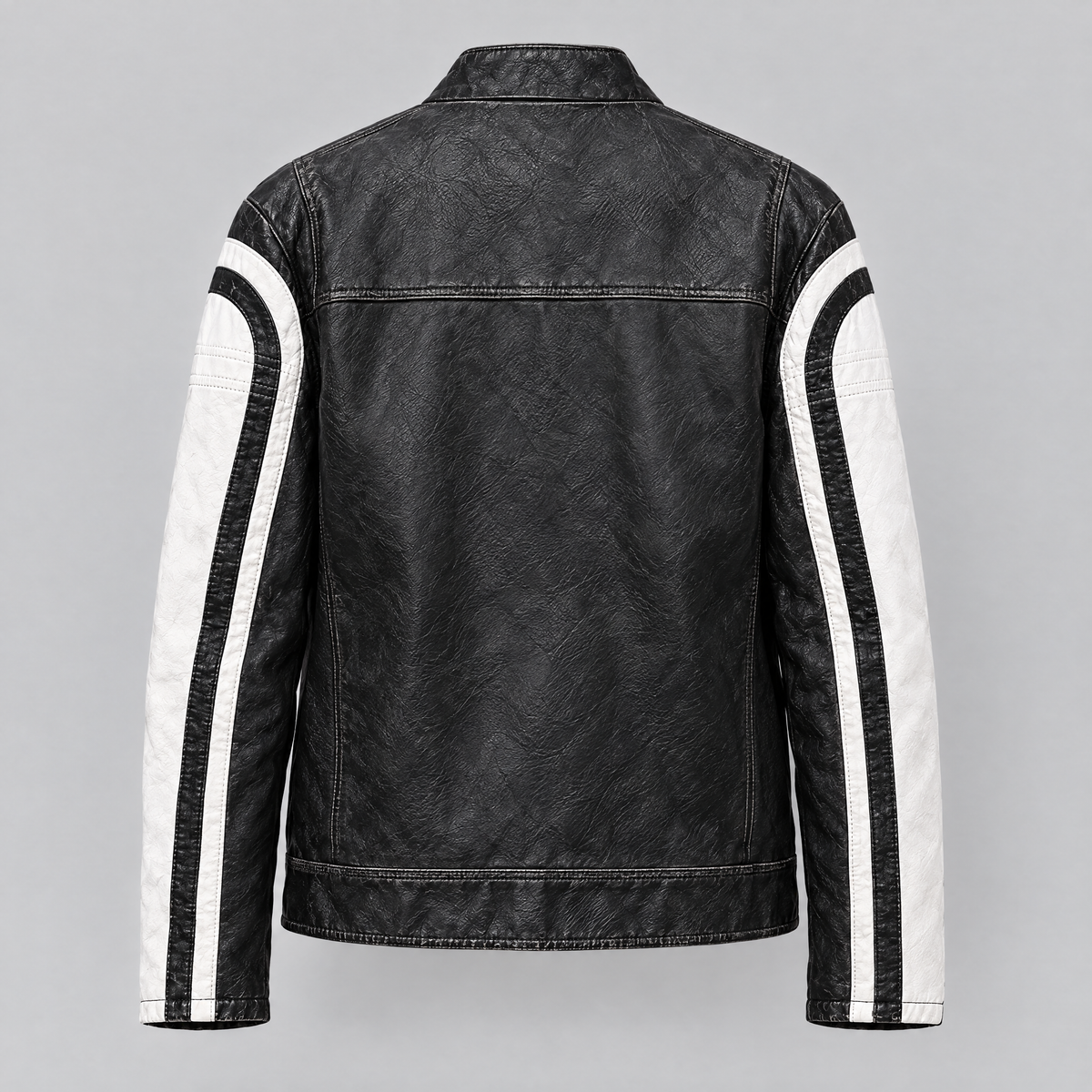 Women's Millie Oversized Striped Racer Jacket — Black/White — product-back