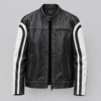 Women's Millie Oversized Striped Racer Jacket — Black/White — product-front