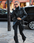 Celeste women's structured black leather zip jacket with pointed collar