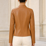 Women's Topstitched Faux Leather Zip Jacket